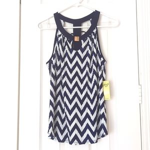 PerSeption navy and white sleeveless top